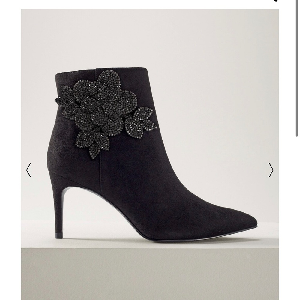 NEW White House Black Market Crystal Encrusted Flower Bootie